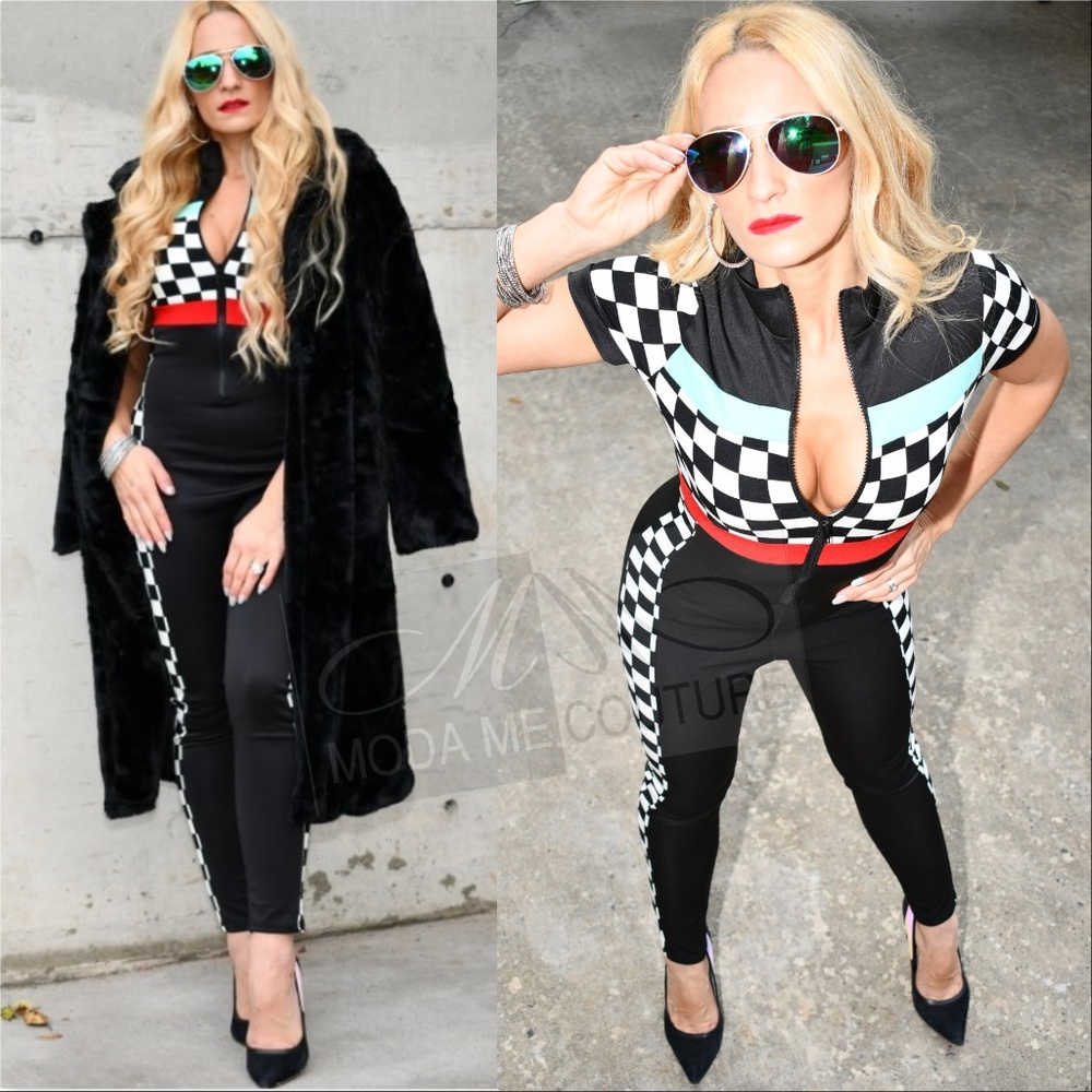 Checker Race Track Jumpsuit - Picture 3 of 4